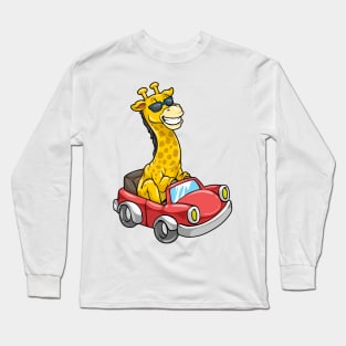 Cool giraffe is driving in a small car Long Sleeve T-Shirt